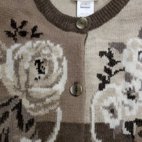 Vintage Susan Bristol Beige/Brown Floral Pattern Cardigan/Sweater - Picture 2 of 10